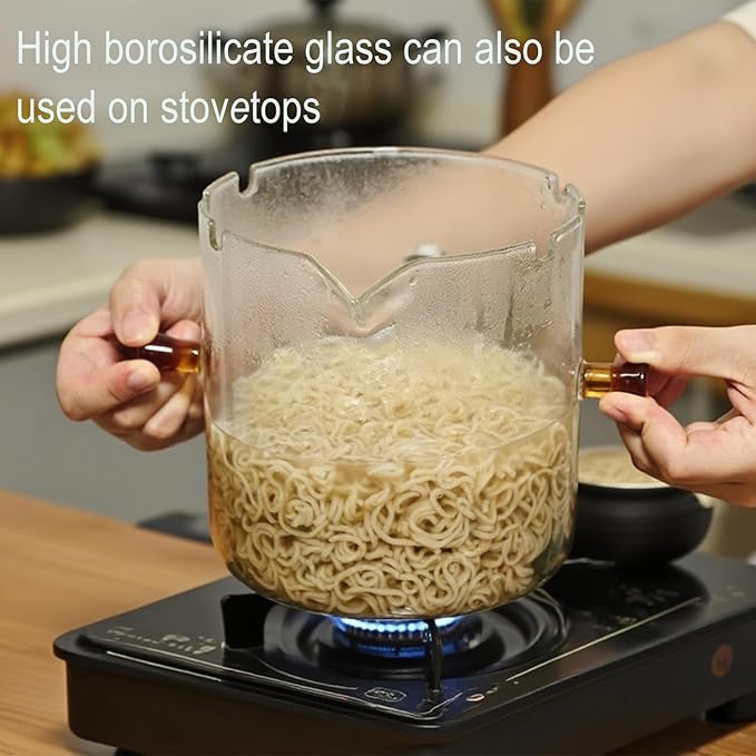 Microwave Bacon Cooker, 2 in-1 Glass Cooking Pot, Microwavable Bacon Grill with Silicone Lid, Grease Easy Clean