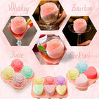 Whiskey Ice Cubes Mold,Rose Gift Ball Ice Maker Mold,8 Ice,Fun Shapes 2in,Silicone Ice Cube Tray for Birthday Christmas Party,Fun Accessories for Gift,Rose Ice Cube Mold for Cocktails,Bourbon