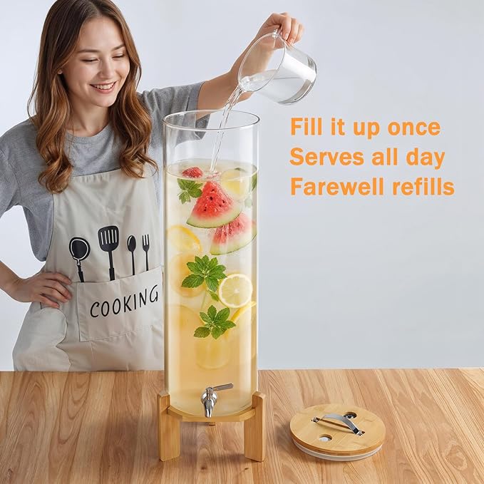 Beverage Dispenser,4.1 Gallon Glass Drink Dispenser with Stand,Glass water dispenser with Spigot, Large Drink Dispensers for Parties,Water Dispensers for Bar,Wedding,Restaurants 15L