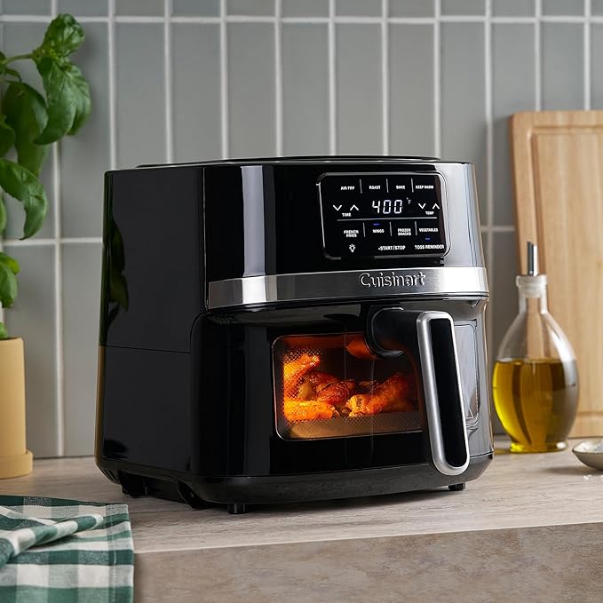 Cuisinart Air Fryer, 4.5-Quart Basket Fryer with 4 Cooking Functions to Air Fry, Roast, Bake, and Keep Warm, 4 Airfryer Presets, Dishwasher-Safe Parts, AIR-160NAS, Stainless Steel & Black