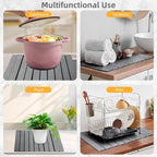 Large Stone Dish Drying Mats for Kitchen Counter, 24"(L)×16"(W), Fast Dry Super Absorbent Collapsible Dish Drying Pad (Light Grey, 24"(L)×16"(W))