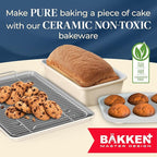 BAKKENMASTER Square Cake Pan - Aluminized Steel, Ceramic Non-Stick Coating, Non-Toxic, Ideal Size, Heavy-Duty, Elevate Your Baking with Durability and Style!