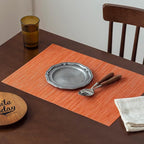 LEXMORE PVC Woven Placemats 8 PCS Wipeable Indoor/Outdoor Table Mats Washable Vinyl Place Mats for Dining Table, Set of 8-Orange