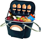 Picnic at Ascot Patented Collapsible Insulated Picnic Basket Equipped with Service For 4- Designed and Assembled in USA