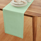 Solino Home Cotton Linen Table Runner 90 Inches Long - Dru Aqua Dining Table Runner 14 x 90 Inch for Summer - Handcrafted and Machine Washable