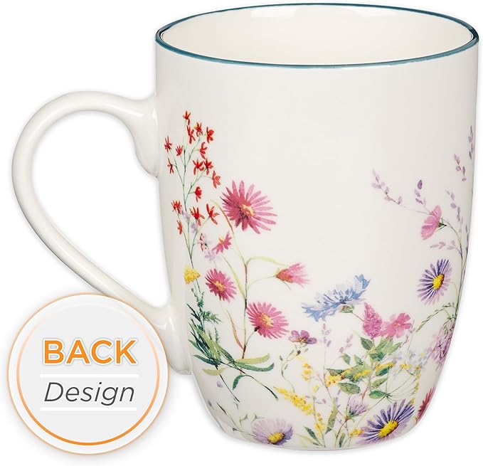 Christian Art Gifts Inspirational Ceramic Coffee & Tea Scripture Mug for Women: Lord is My Strength Encouraging Bible Verse Psalm, Cute Microwave & Dishwasher Safe Cup, White Multicolor Floral, 12 oz.