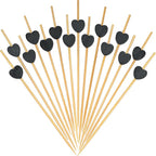 Minisland Black Love Heart Cocktail Picks, 4.7 Inch Long Bamboo Fancy Toothpicks for Appetizers, Decorative Halloween Holiday Party Food Drink Garnish Fruit Kabobs Skewer Sticks 100 Counts -MSL444