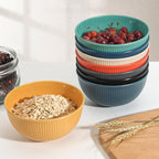 LAERJIN 56 Piece Wheat Straw Dinnerware Sets,Unbreakable Reusable Dinnerware Set,Dishwasher & Microwave Safe Plates and Bowls Sets, for Apartment Essentials, Outdoor Camping, Colourful