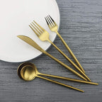 JASHII Luxury Gold Flatware, Silverware Sets, 5-piece Elegant Cute 18/10 Stainless Steel Silverware Set for Eating Home Kitchen Hotel Restaurant, Service Sets for 1 People, Dishwasher Safe