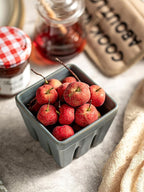 Gomakren Ceramic Berry Basket Set of 2, Square Fruit Bowls with Holes, Fruit Basket Containers for Kitchen, Cute Strawberry Basket for Berries, Grape, Cherry, Slate Blue