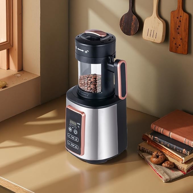 Electric Coffee Bean Roaster Machine for Home Use – 1500W Air Coffee Roaster with Adjustable Temperature & Timer, Built-In Chaff Collector & Air Circulation 100g Capacity Electric Coffee Roaster