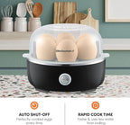 Elite Gourmet EGC115B Easy Egg Cooker Electric 7-Egg Capacity, Soft, Medium, Hard-Boiled Egg Cooker with Auto Shut-Off, Measuring Cup Included, BPA Free, Classic Black