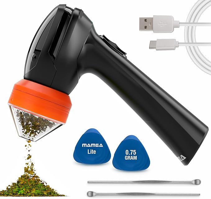 Mamba Lite 0.75g Orange All Plastic Head USB Electric Herb Grinder. Small Portable Herbal Machine & Spice Mill for the Kitchen