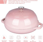 Enameled Cast Iron Dutch Oven Pot with Lid, Bread Oven for Sourdough Bread Baking, Dutch Ovens with Bread Proofing Basket& Baking Supplies Set, 6 Quart, Pink