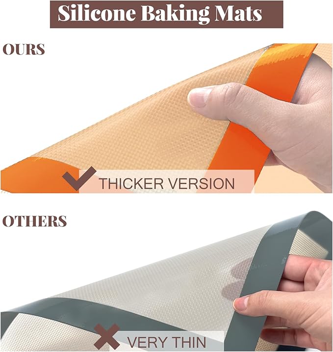 Silicone Baking Mat Set, Reusable Baking Mat, Non-Stick, Food Safe Silicone Mats for Baking, Oven Baking Sheet for Making Cookies, Macaroons, Bread