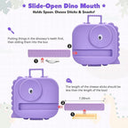 Bento Lunch Box with Thermo, 4-Compartment Bento Box with Adjustable Dividers, Leakproof Dinosaur Lunch Box with 14.2OZ Insulated Food Jar & Sauce Jar, for School Office Travel (Purple)