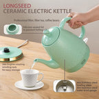 1.2-Liters Ceramic Electric Kettle Pot, 1000W Fast Boil Water For Coffee & Tea, Automatic Shut-Off, Boil Dry Protection, Retro Gooseneck Teapot BPA Free Boiler
