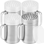 CUSINIUM 14oz Metal Parmesan Cheese Shakers with Large Holes - With Handle - Chili Flakes Dispensers - Pizza Shakers - Pack of 4 | Style: Coarse