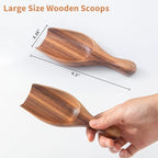 Big Wooden Scoop Shovel, 2PCS Large Coffee Scoops for Ground coffee, Acacia Wood Bean Salt Spoons, Wooden Scoops for Jars Canisters, Kitchen Scoops for Flour Laundry Scoop Multi-purpose