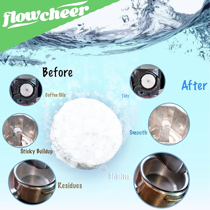 Coffee Maker Cleaner & Descaler Tablets 12-Pack - Coffee Machine Tablets for Keurig,Nespresso,Jura, Breville, Ninja, Deep Cleaning Coffee Pot Cleaner and Descaler for All Espresso Machines