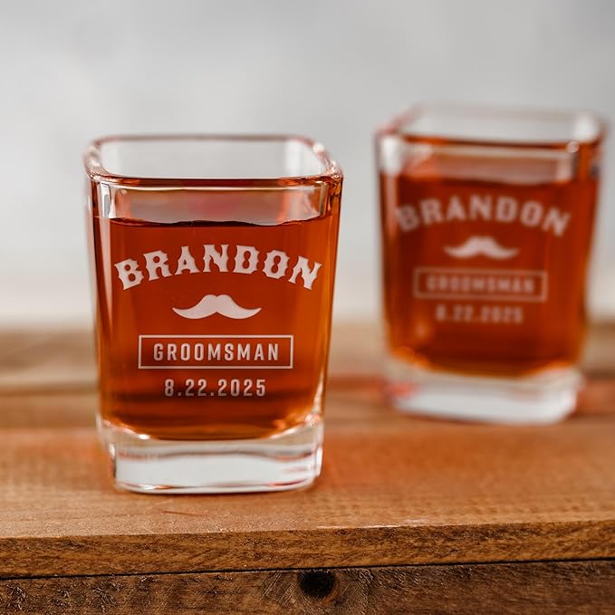 Groomsmen Shot Glasses - Personalized Wedding Party Gift or Proposal - 10 Pack