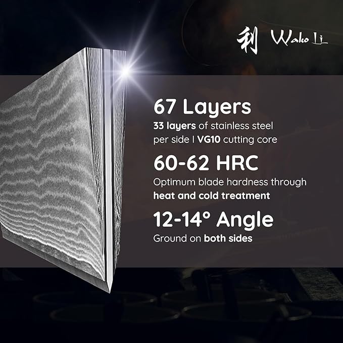 Wakoli MIK Damascus 4-Piece Knife Set – Japanese Style Kitchen Knives | Genuine Damascus Steel Blades with VG10 Core | Ergonomic Micarta Handles | Professional Chef Knife Set in Gift Box