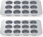 Caraway Non-Stick Ceramic 12-Cup Muffin Pan Duo - Naturally Slick Ceramic Coating - Non-Toxic, PTFE & PFOA Free - Perfect for Cupcakes, Muffins, and More - Gray