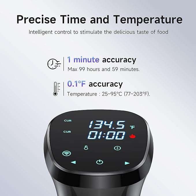WIFI Sous Vide Machine, 1100 Watts Sous-Vide Cooker Immersion Circulator with Preset Recipes on APP, Thermal Immersion, Fast-Heating with Timer & Best Gift (black-wifi, L)