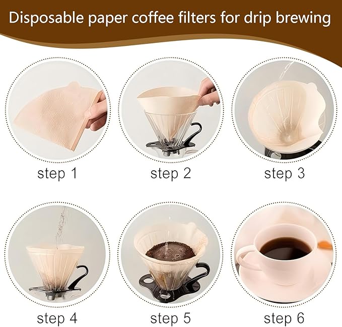 Coffee Filters,200 Count Disposable Coffee Paper Filters, Size 04 Unbleached Cone Filters 2-4 Cup, Filters For Pour Over and Drip Coffee Maker (200, V02)
