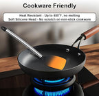 Silicone Cooking Utensils Set, Vayvnt 8 PCS Kitchen Utensils Set with Stainless Steel Handle, Heat Resistant Kitchen Tools for Nonstick Cookware, Large Spatula Spoons Turner, Dishwasher Safe, Black