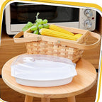 1 Pcs Microwave Corn Steamer with Lid for Frozen Corn Broccolini Vegetables on The Cob, Fast & Easy, 2 Pcs at Once, Vented Lid, Dishwasher Safe, Microwave Dishes Steamer Kitchen Tool (White)