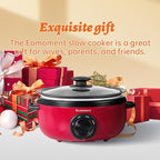 3.5 Quart Slow Cooker Red Uniform Heating,Non Stick Pot,Aluminum, Makes Your Food More Delicious.Suitable as a Gift for Wives,Parents,and Friends