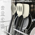 Coukre Silicone Kitchen Cooking Utensils Set with Holder – Heat-Resistant, Food-Grade Kitchen Tools, Spatula, Spoon & Gadgets for Non-Stick Pans, Dishwasher Safe (14, Beige)