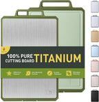Titanium Cutting Boards for Kitchen Chopping Board with Handle Large Big Small Kitchen Meat Butcher Block 2 in 1 Pure Titanium and Wheat Straw PP Not Wood Bamboo Plastic Silicone Teak Morandi Green
