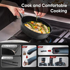 Sunhouse Ultra Titanium Nonstick Coating Aluminum Pan with 4-Layer Non-stick Coating, Non-Toxic, PTFE PFOA & PFAS Free, Stay-Cool Handle, Compatible with All Stovetops (10 inch)