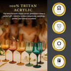 European Style Plastic Crystal, Stemmed Wine Glasses | Set of 6 | Acrylic Tritan Drinkware, Unbreakable Muted Color Shatterproof BPA-free, Reusable, Floating Pool & Indoor & Outdoor, Hand Wash 15oz