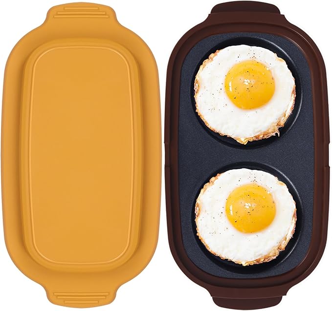 Microwave Egg Cooker, Portable Poacher/Fryer Egg, Egg Cooker for Breakfast Sandwiches Maker for 2 Eggs, for Kitchen, Travel, Gifts Dishwasher-Safe (yellow)