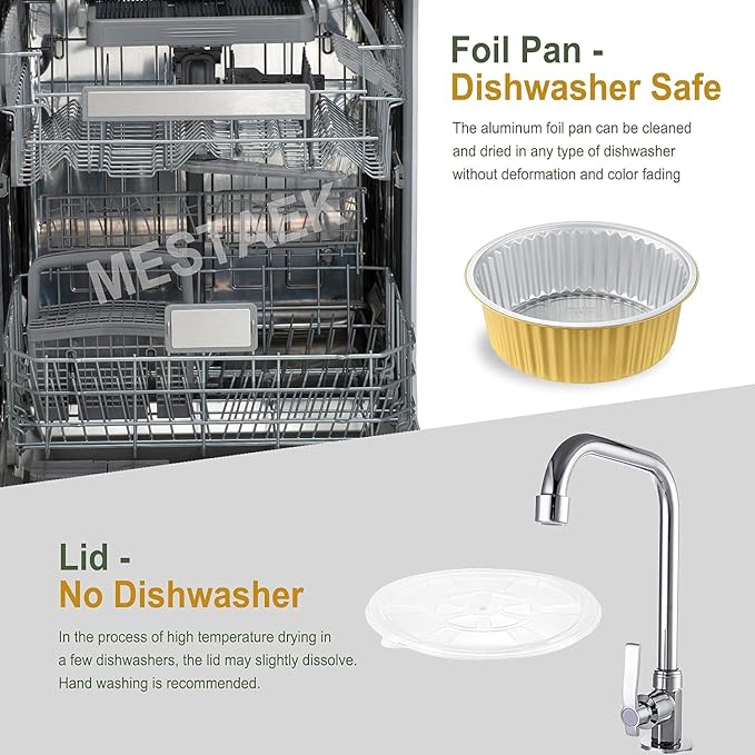 10" Sturdy Aluminum Foil Pans with Lids (20 Packs), 2X Thicker Heavy Duty Reusable Tin for Cooking Baking