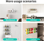 3 Pack White Spice Racks Wall Mount With Paper Towel Holder and Hooks for hanging,Space Saving Spice Rack Organizer for Spice Jars and Seasonings, Spice Organization for Cabinet, Pantry