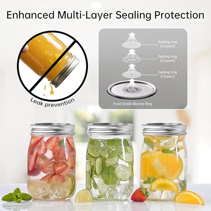 Mason Jar Lids 48 Pack: 24 Wide Mouth + 24 Regular Mouth Canning Lids, Vacuum Seal Food-Grade Canning Supplies Compatible with Electric Vacuum Sealers