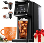 Coffee Maker Hot & Iced With Bold Setting,Single Serve Coffee Maker For K Cup And Grounds,52 Oz Removable Water Tank,6-14 Oz Brew Sizes,One Cup Kcup Coffee Machine With Reusable Filter,(Black)