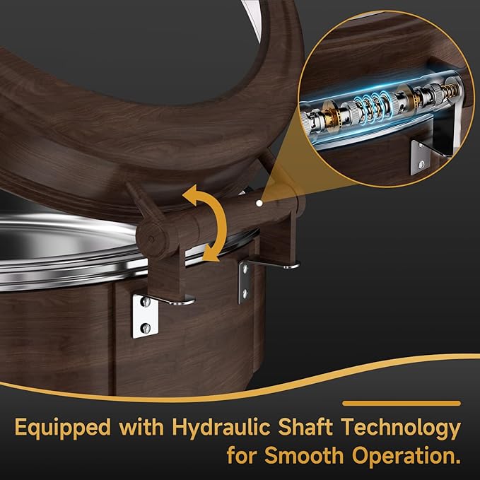 Chafing Dishes for Buffet, 6QT Round Stainless Steel Chafing Dish with Transparent Hydraulic Lid, 304 Food Pan, Buffet Warmer for Parties and Events (Wood Color)
