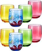 14-ounce Plastic Stemless Wine Glasses, All Purpose Arcylic Glasses, set of 8 Multicolor Reusable Shatter-resistant Dishwasher Safe