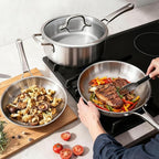 Bonnlo 10 Pieces Cookware Set, 3-Ply Stainless Steel Pots and Pans Set with Lids, Non-Toxic Kitchen Set, Oven & Dishwasher Safe, Induction Cooking Set, PFOA & PTFE Free, Compatible for All Cooktops