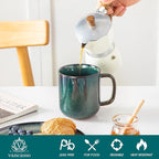 vancasso STARRY Coffee Mugs Set, 16 oz Ceramic Coffee Cups for Americano Hot Tea Iced Coffee Cold Brew Cocoa Milk Stoneware Mugs Set of 6, Dishwasher & Microwave Safe, Green