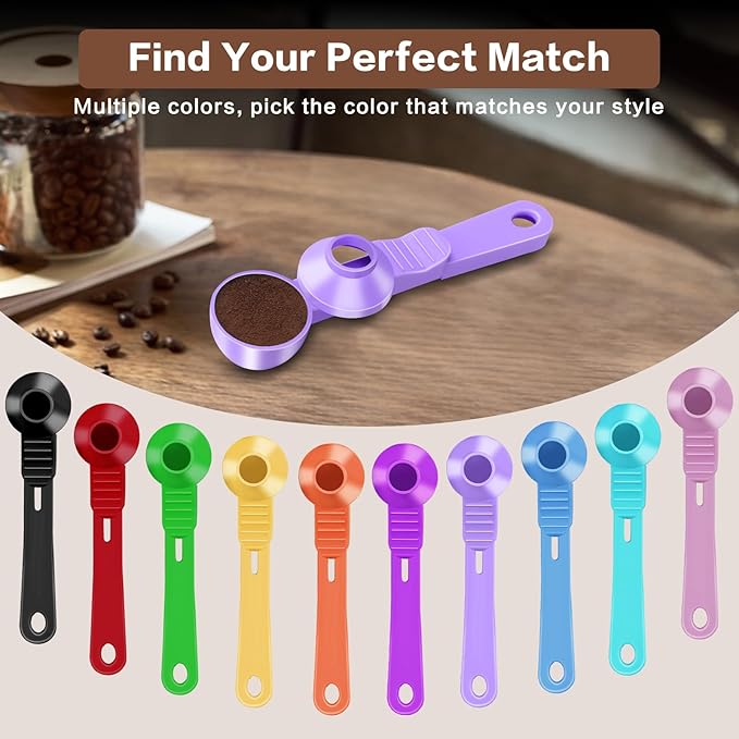 2-in-1 Coffee Scoop with Funnel, 2 Teaspoon Measuring Spoon for Reusable Pods, Ground Coffee, Protein Powder & Tea, Mess-Free Plastic Design (Light Purple)