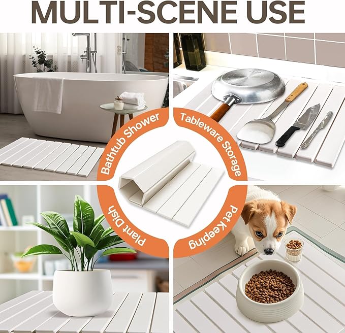 Large Stone Dish Drying Mats for Kitchen Counter, 24"(L)×16"(W) Collapsible Diatomaceous Earth Mats, Eco-Friendly Absorbent Dish Drying Mat for Dishes Bottles Cups, Match Any Countertop