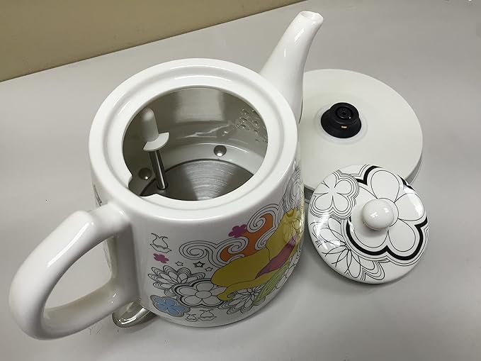 FixtureDisplays® Teapot, Ceramic, Teamaker, Large Yellow Flower 12039NEW-NPF