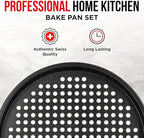 Non-Stick Pizza Pan 1 Pack, 13 Inch Round Carbon Steel Pizza Tray with Perforated Holes for Crispy Crust, PFOAPFOSPTFE Free, Dishwasher & Oven Safe Up To 450°F, Durable Nonstick Gray Marble Coating