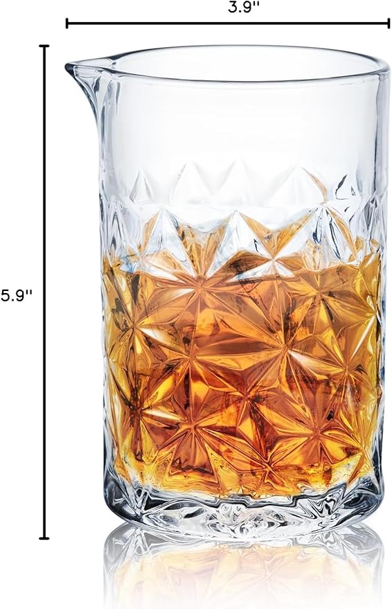 KITESSENSU Cocktail Mmixing Glass 24oz 710ml - Crystal Bartender Accessories Glass Beaker to Mix & Stir Cocktails - Thick and Sturdy Bottom - Premium Seamless Design